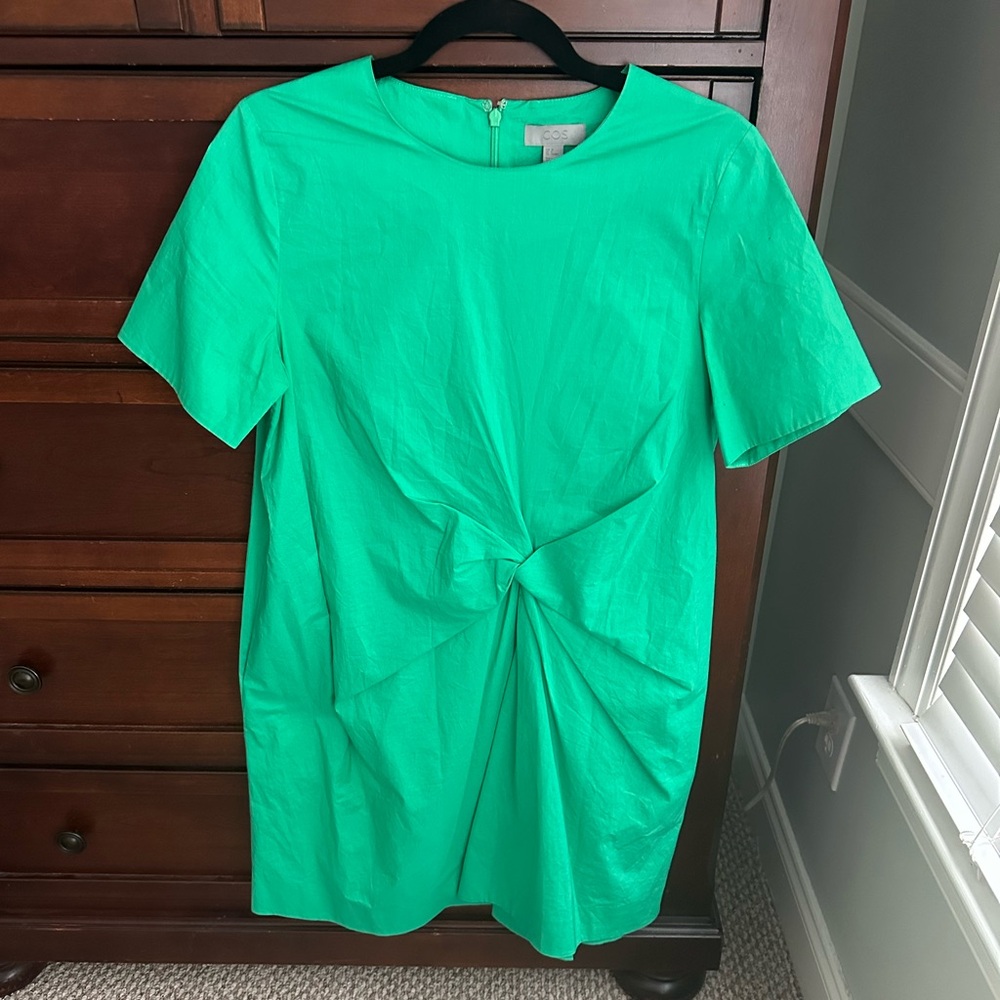 COS green twist front dress size 8